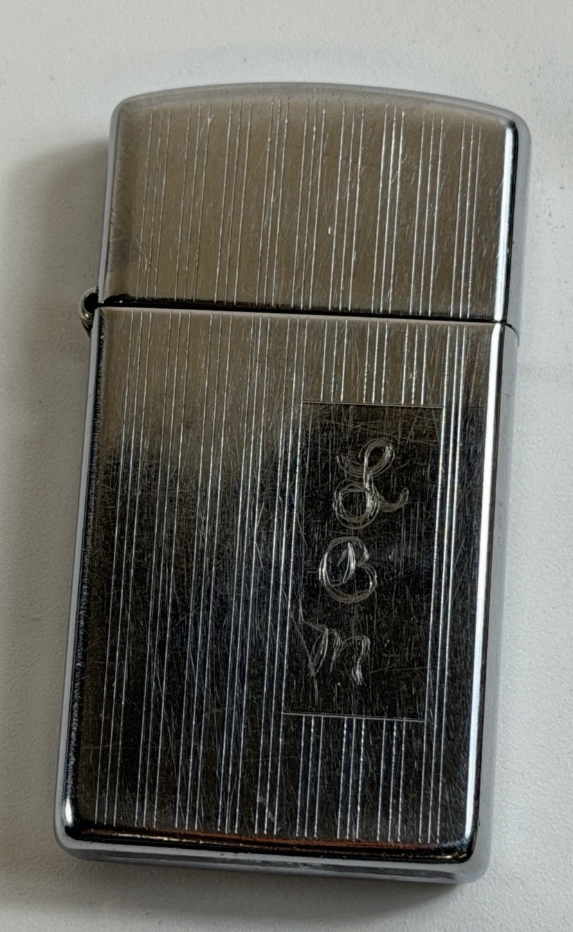 1996 Zippo Slim Pinstripe Lighter Monogrammed LBM