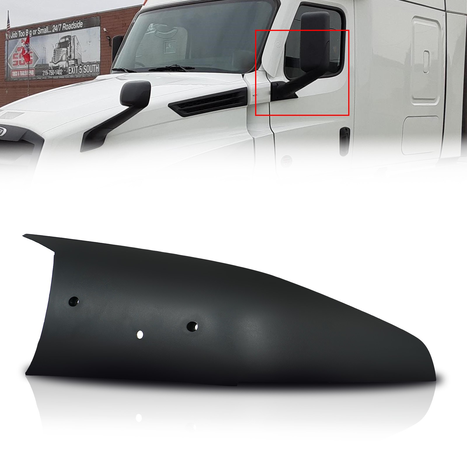 1PCS Driver Side Black Door Mirror Arm Cover For 2018-2023 Freightliner Cascadia