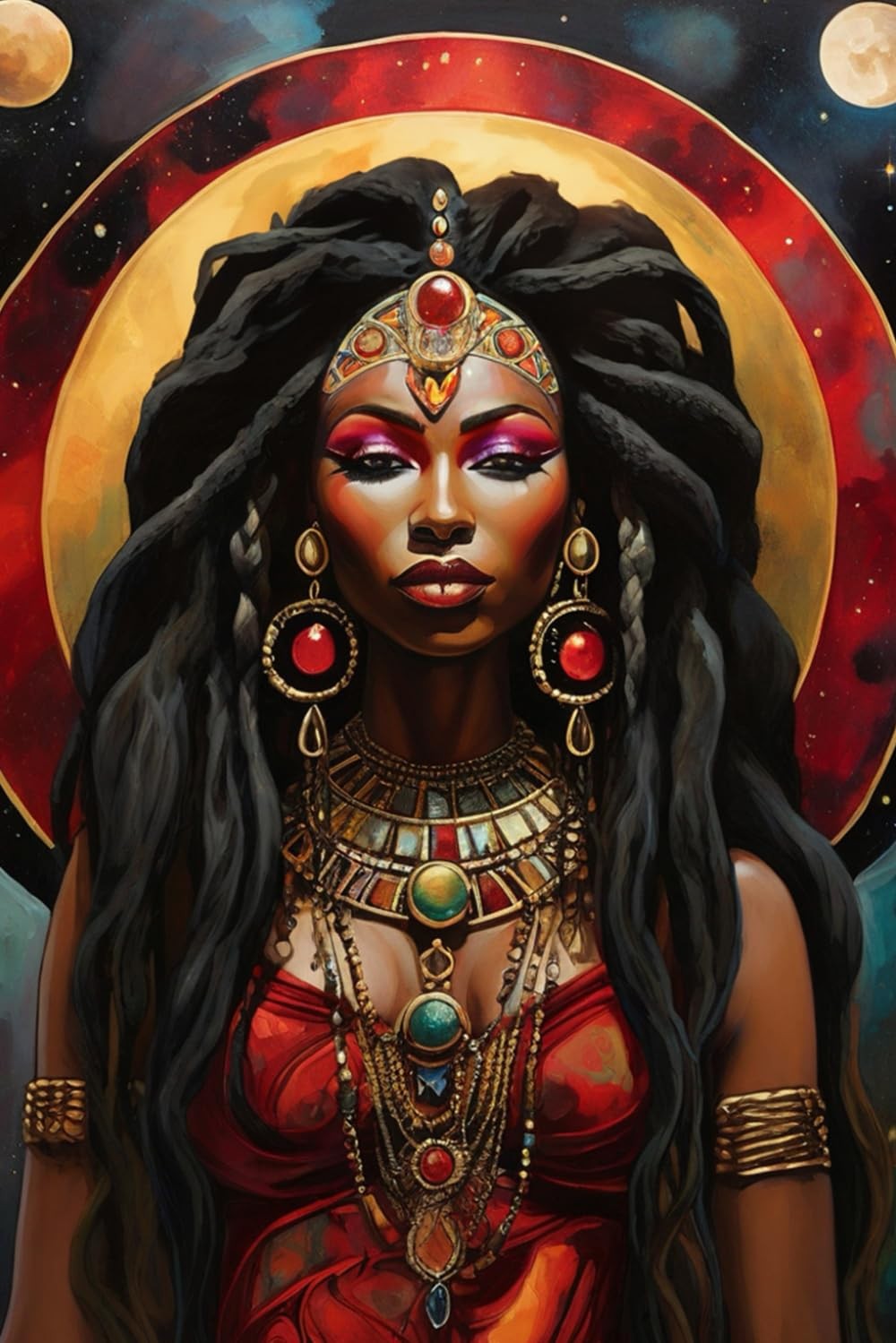 Fierce African Moon Goddess Red Journal (Notebook, Diary): (Blank Books for Blac