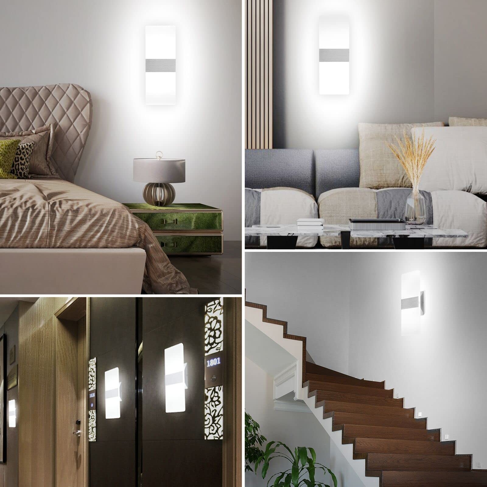 Dimmable LED Wall Sconces, 4 Color Temperature 12W Modern Wall Sconce Wall Mo...