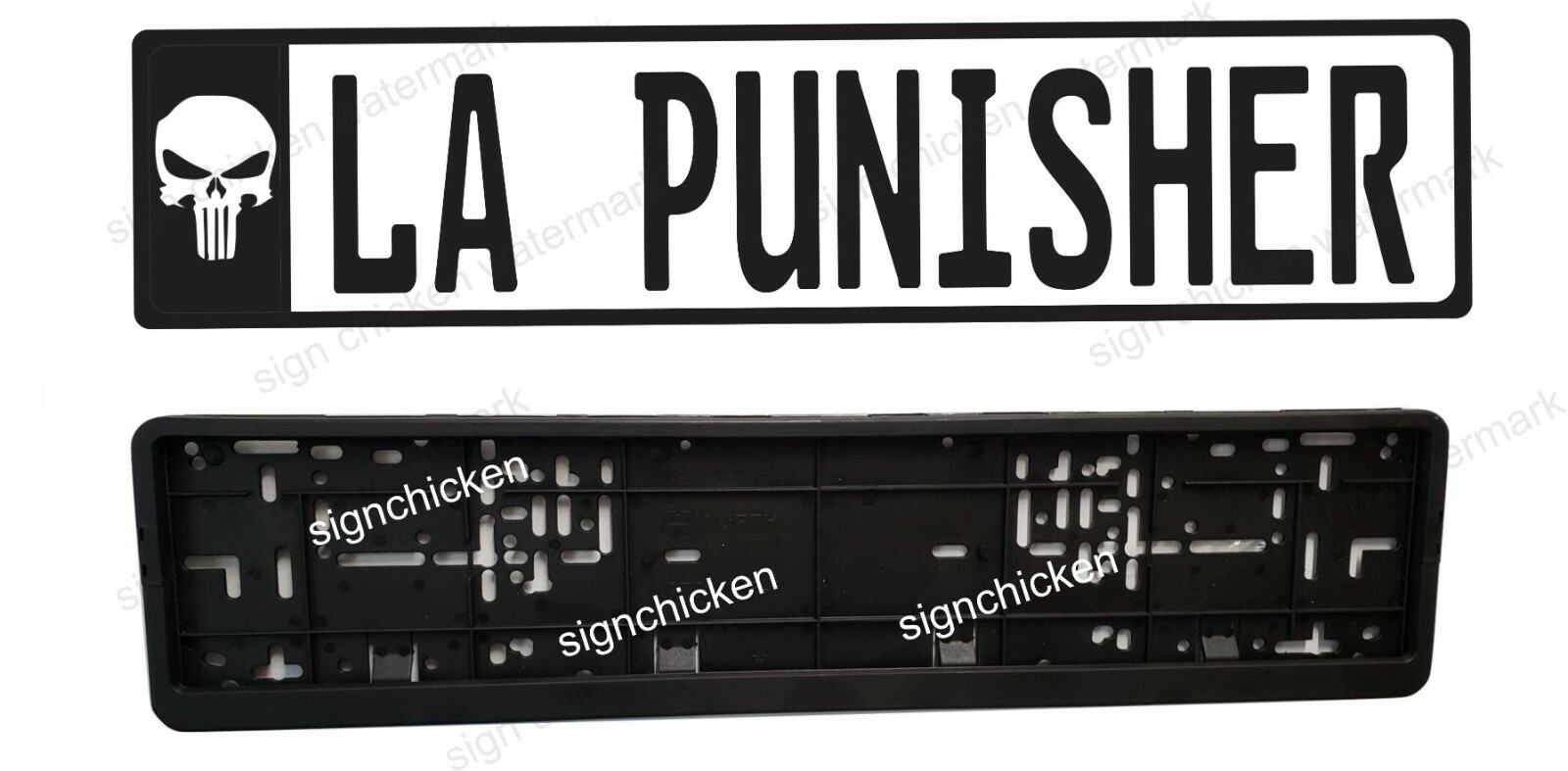 PUNISHER SKULL,  EURO Plate,  TAG, BMW  European license plate, ANY TEXT,  skull