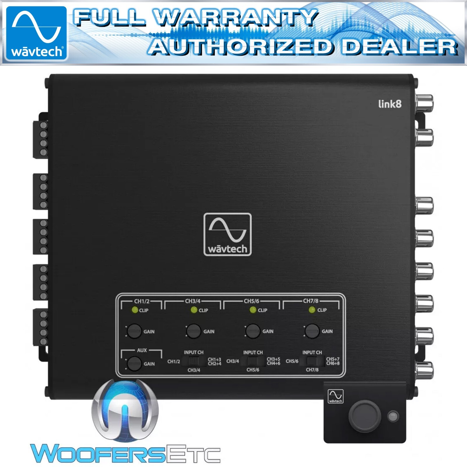WAVTECH LINK8 8CHANNEL LINE OUTPUT CONVERTER 8-IN 8-OUT AUX INPUT SIGNAL SUMMING