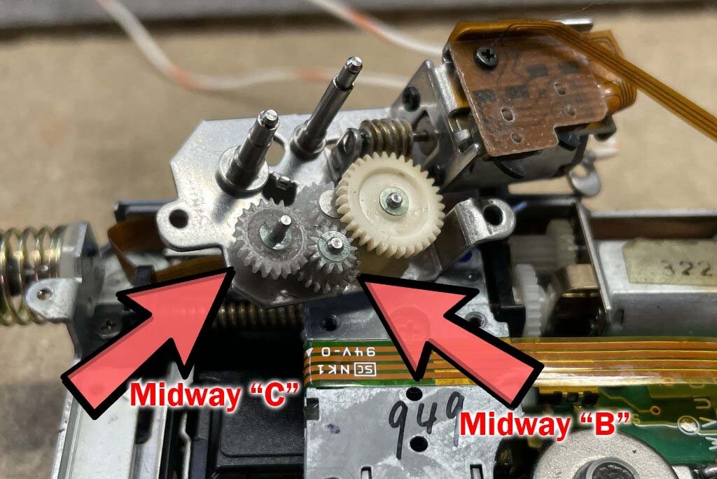 Midway "C"  and "B" Loading Gear Set For Sony Minidisc MZ-1