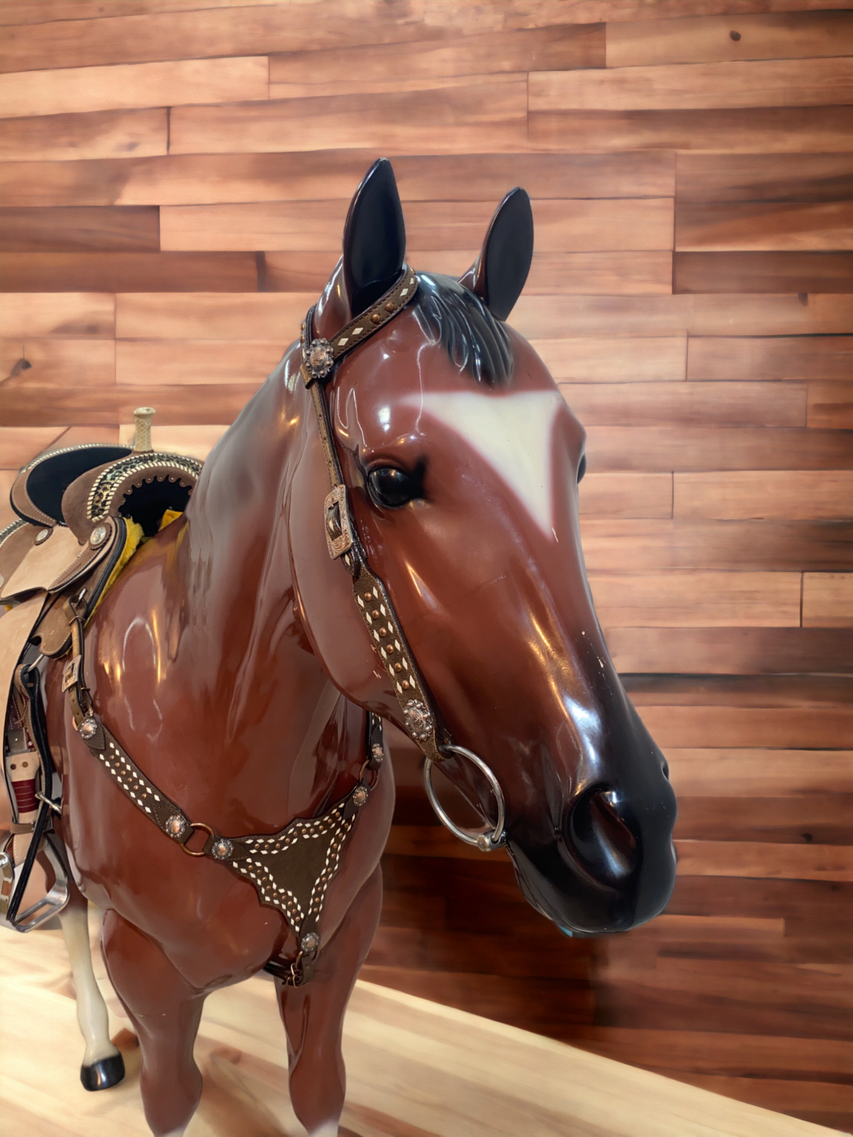 Genuine Western Headstall and Breast Collar Set with Copper Studs Décor MOUSM