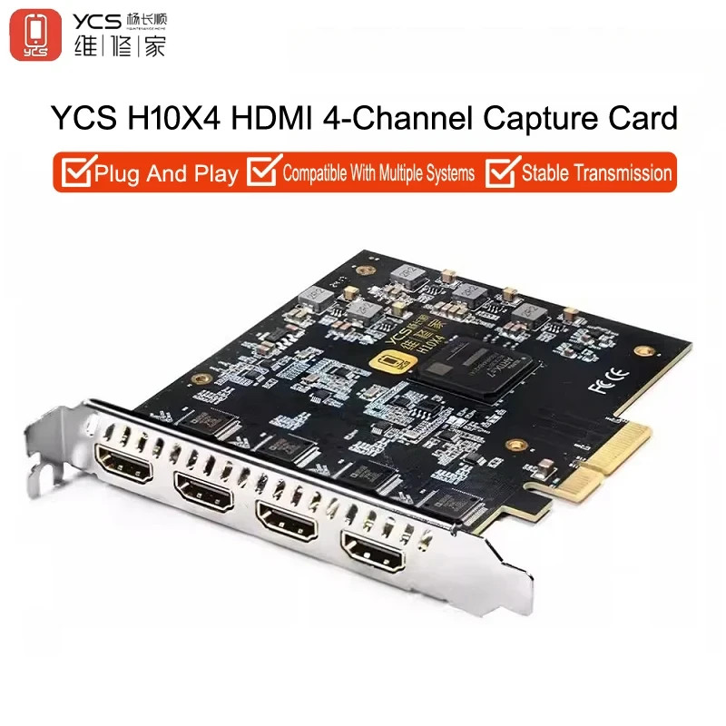 YCS H10X4 4-Channel HDMI 1080P PCIe Capture Card