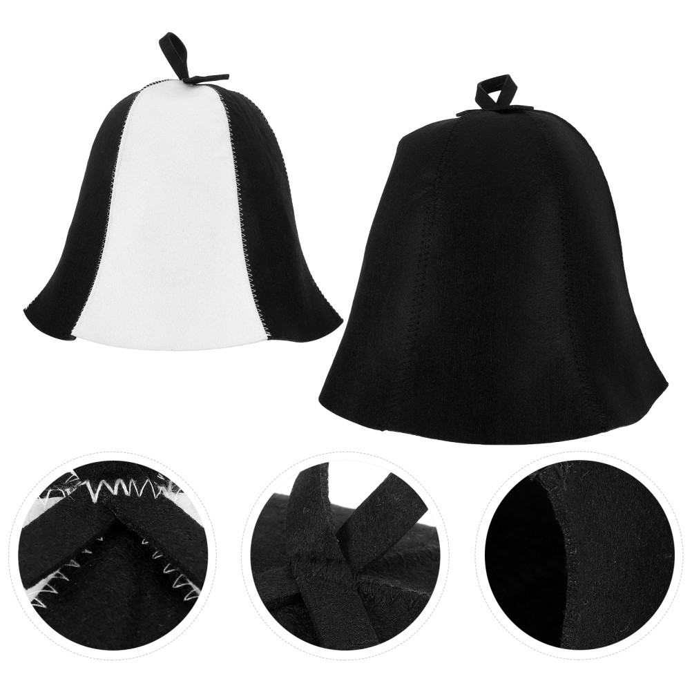 2 Pcs Reusable Shower Caps Felt Sauna Hat for Men Hair Women Haircap
