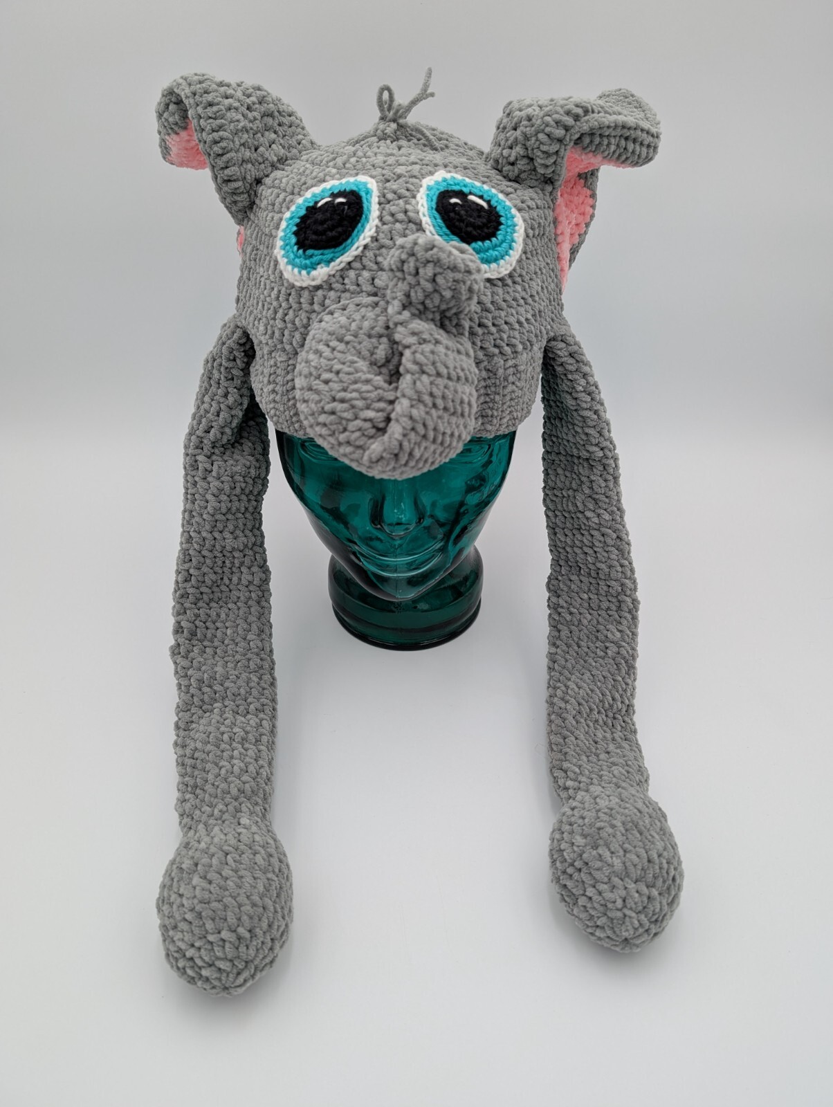Knottie Hooks Handmade Crochet Elephant Hat with Pop-up Ears - Youth