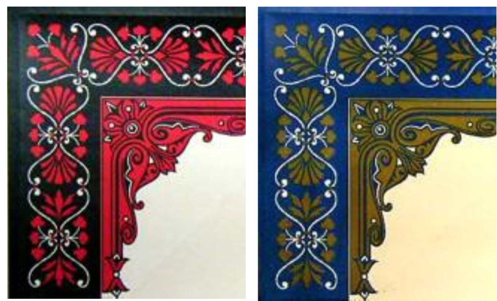 4 BLUE RED TRUNK INTERIOR corners decoration decal sticker decoration chest old