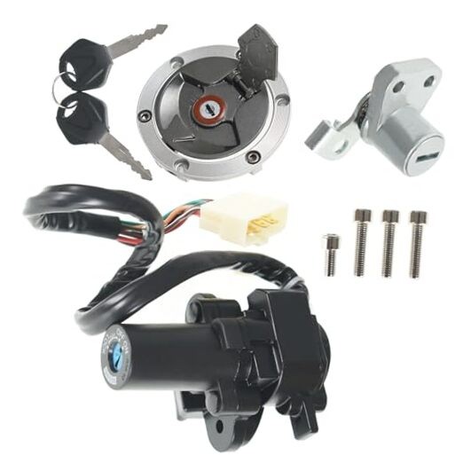 Motorcycle Ignition Switch Lock Key Fuel Cap Replacement for Kawasaki EX250J