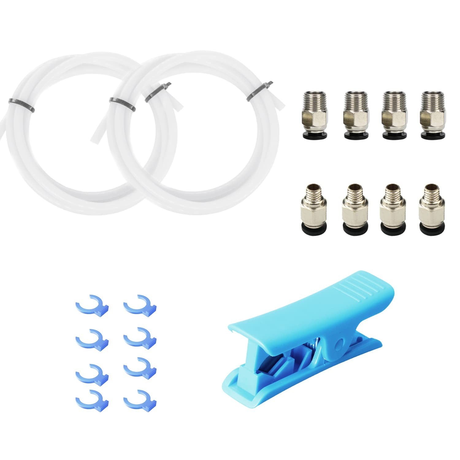 3D Printer Bowden PTFE Tube 2M Kit for 1.75mm Filament Ender 3 CR10 8 Fittings