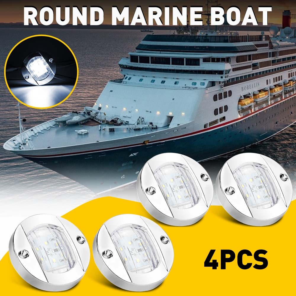 4x Round Boat Marine Light White LED Transom Navigation Stern Anchor Light IP68