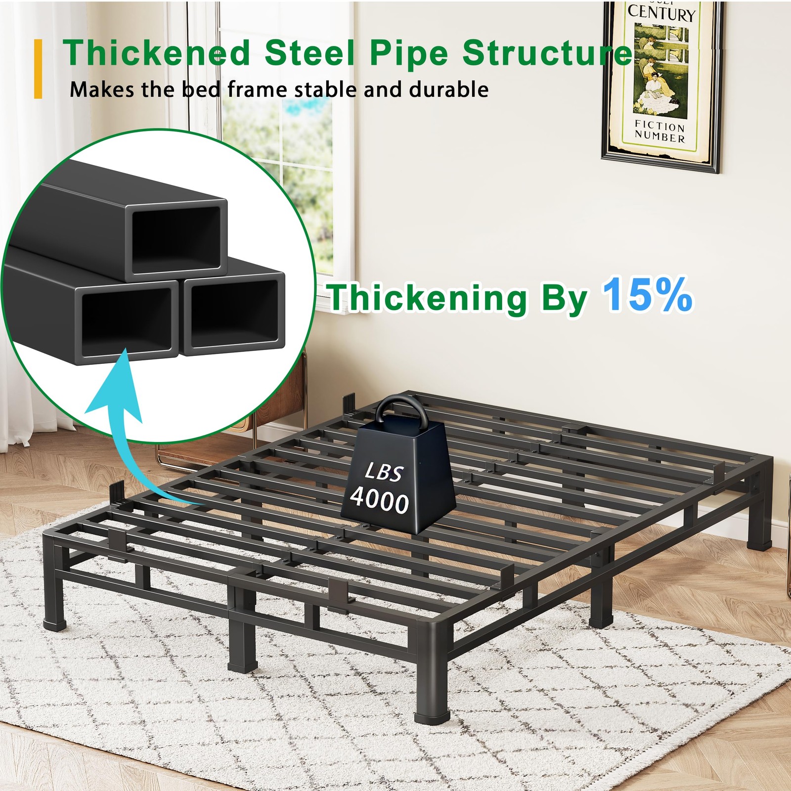 ROIL 7 Inch Full Size Bed Frame, Metal Bed Frame & Box Spring 2 in 1 Platform...
