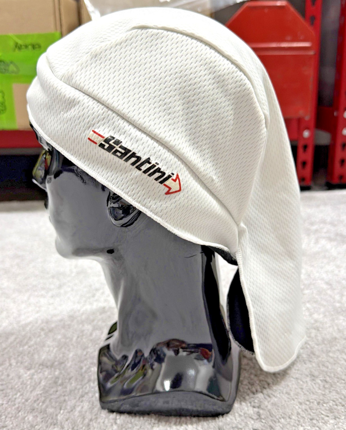 Santini Cycling Liner Under Helmet Beanie Cap Skull Cap Moist Wicking White