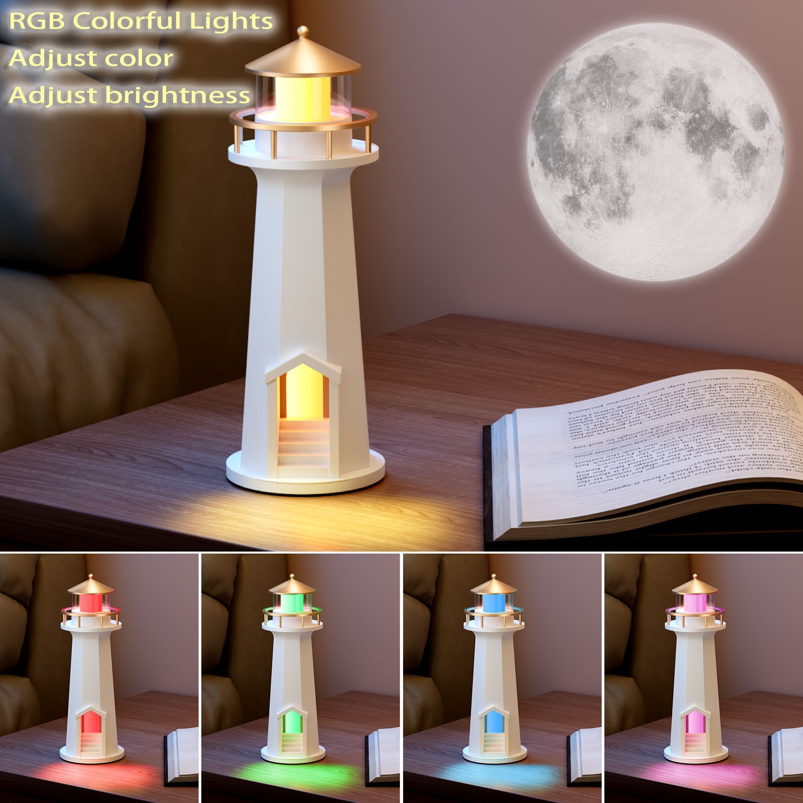 LED Speaker Atmosphere Decor Moon Night Lights Lighthouse Lamp Galaxy Projector