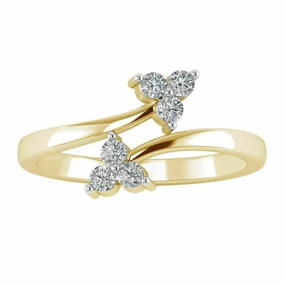 0.15 Ct Round Simulated Diamond Bypass Women's Toe Ring 14k Yellow Gold Plated