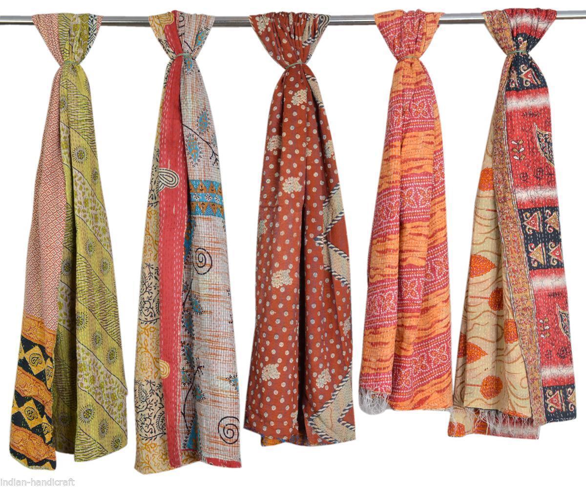 20 Pc Lot Vintage Kantha Handmade Scarf Fashion Bandana Assorted Cotton Stole