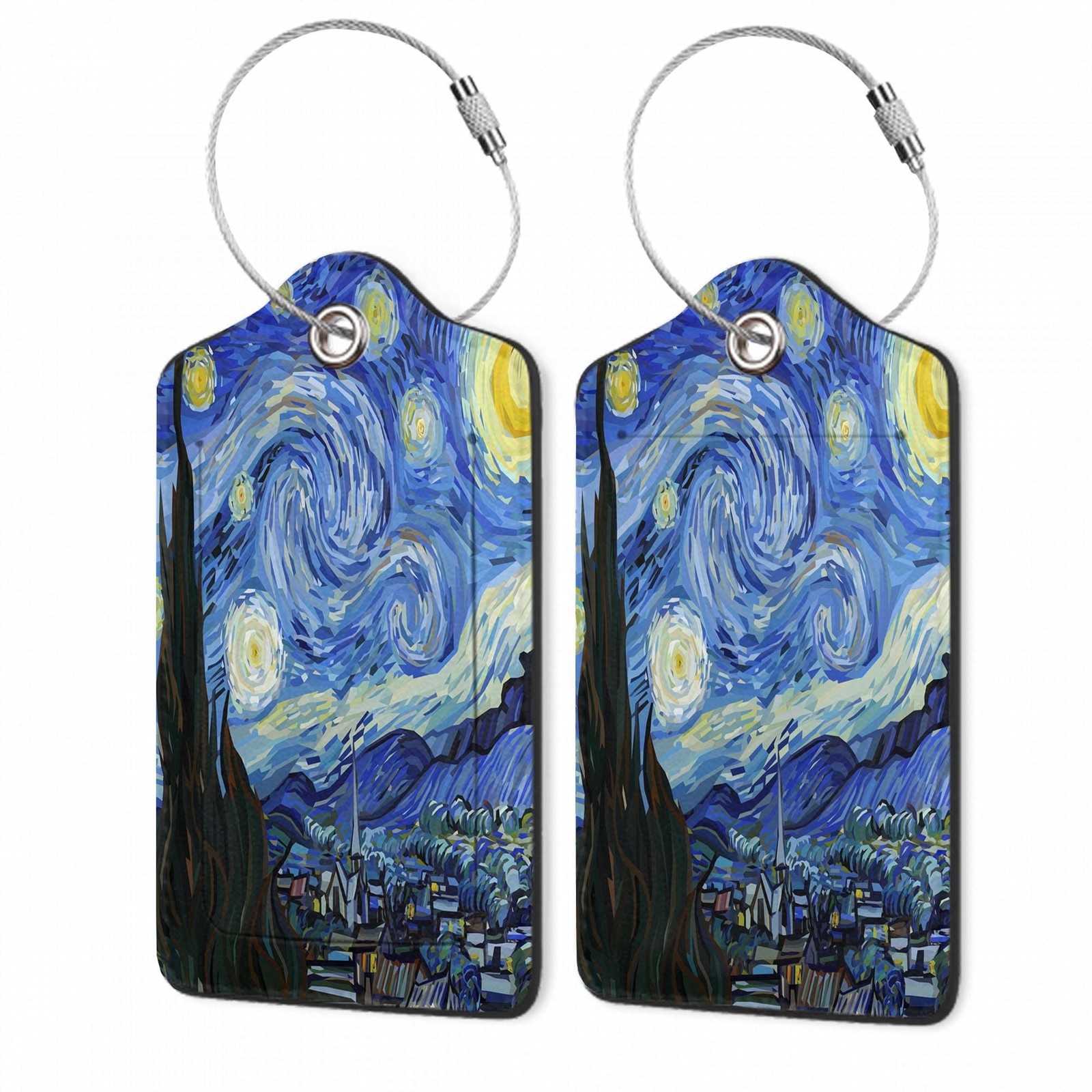 2Pcs Luggage Tag for Suitcase Starry Night by Van Gogh Cute Suitcase Tag with...