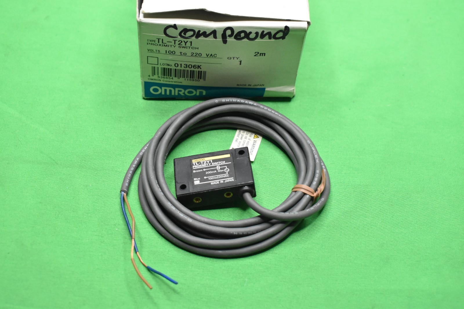 Omron TL-T2Y1 Slim Proximity Sensor 2 Meter Cable - NOB - Ships from USA