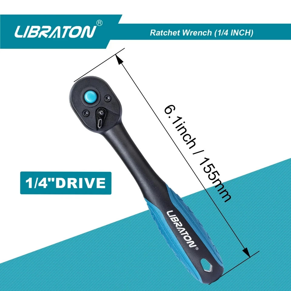 1/4" Drive Ratchet Handle 72 Tooth Quick Release Reversible Socket Wrench Tool