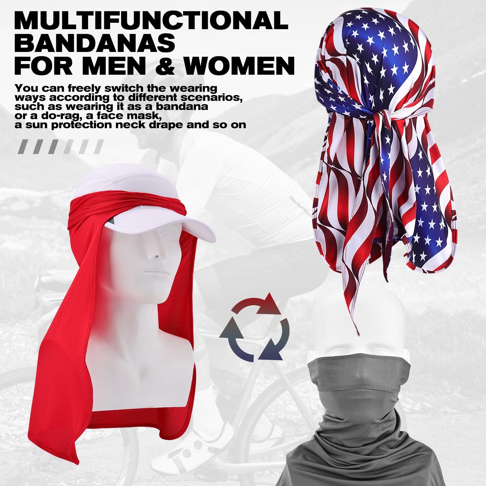 Bandanas Do Rag Skull Caps for Men, Women Breathable Helmet Liner, Multifunct...