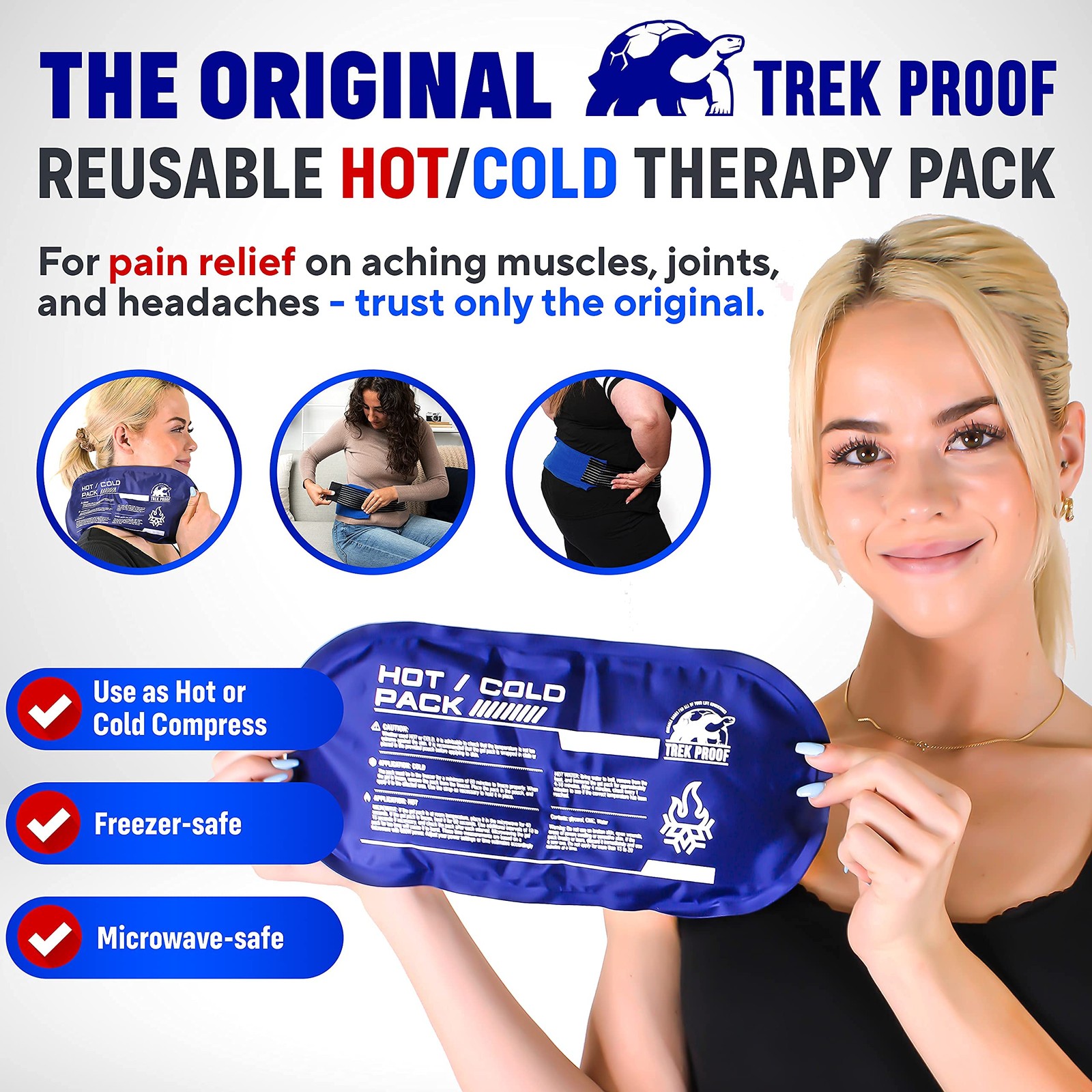 Ice Pack (3-Piece Set) – Reusable Hot and Cold 3 Piece Set - Large, Blue