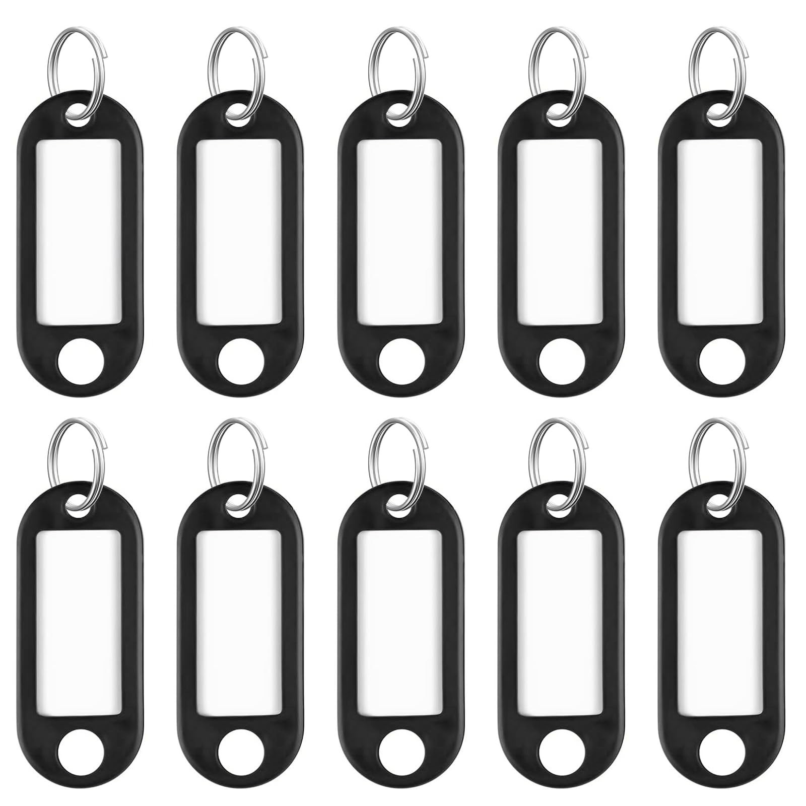 Uniclife 10 Pieces Key Tags 2 Inch Soft Plastic Chain 10 Pack, Black