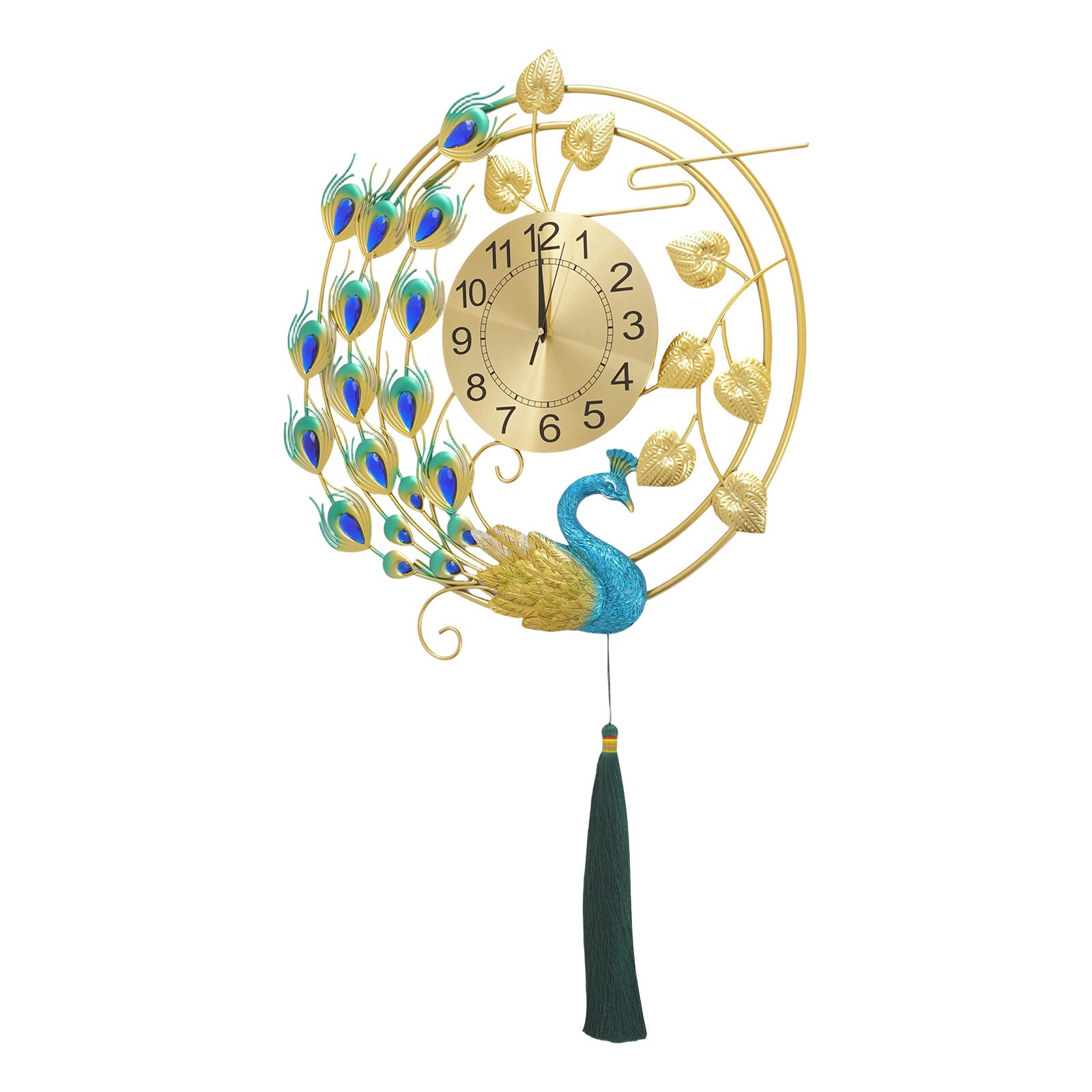 Peacock Wall Clock, Silent Art Wall Clock, Decorative Wall Clock