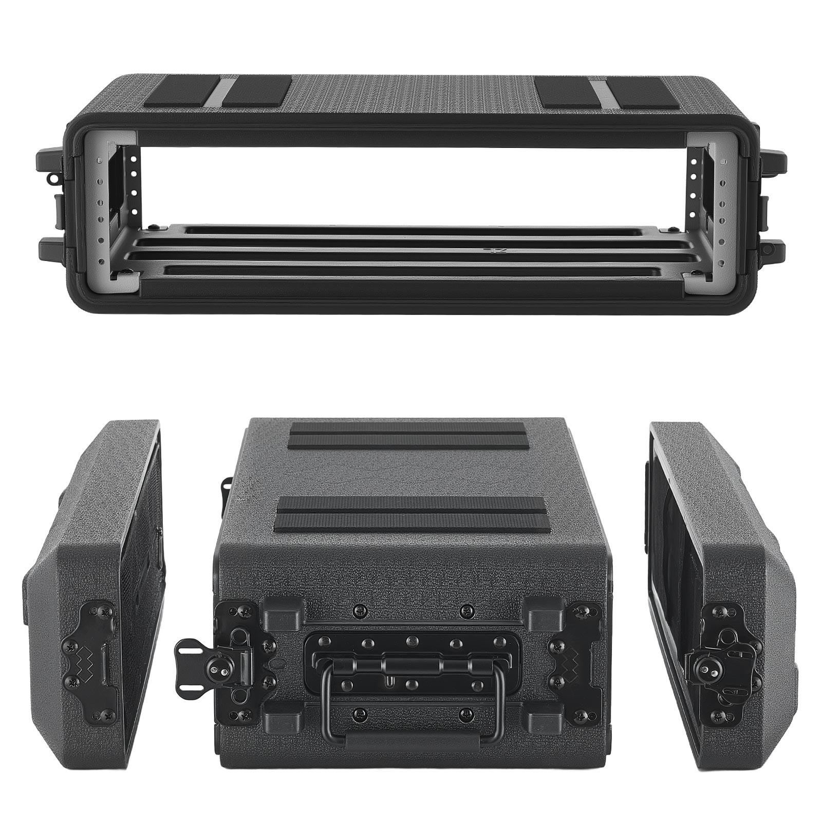 VEVOR 2U Rack Case Rackmount Flight Case 12 in with Microphone Compartments