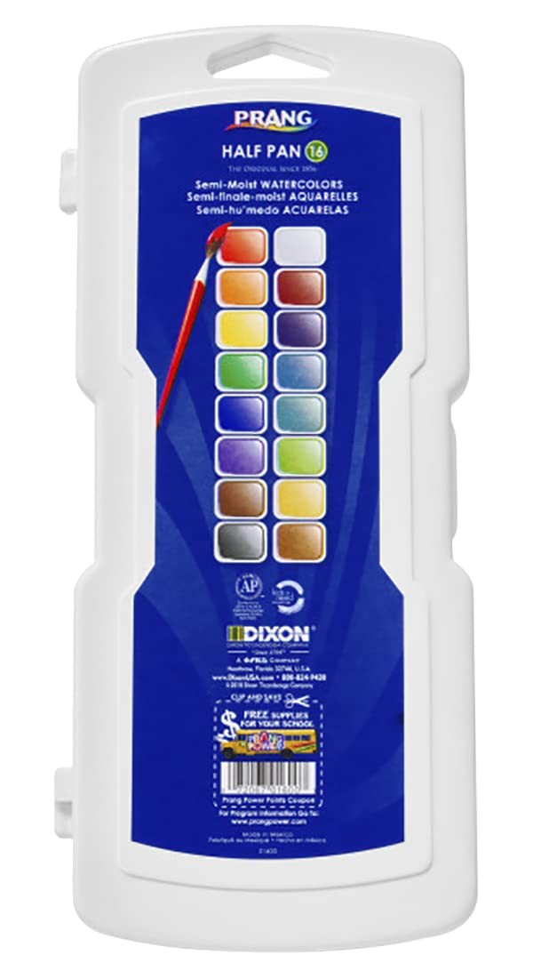 Prang Semi-Moist Watercolors 16-Color 1 count (Pack of 1), Assorted Colors