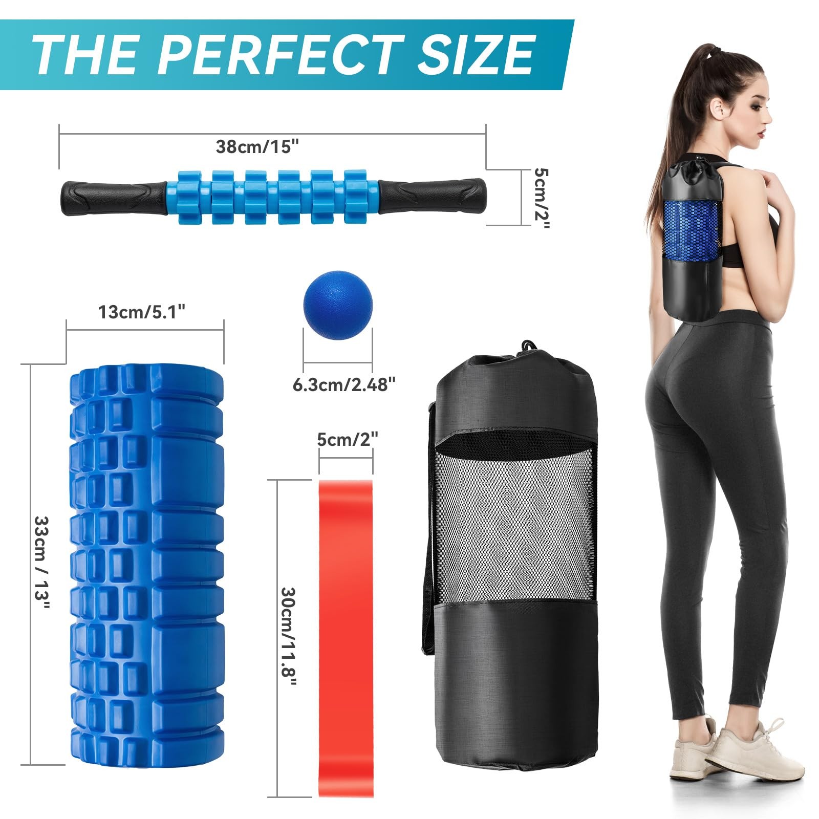 5 in 1 Foam Roller Set for Deep Tissue Muscle Massage, High Density Trigger P...