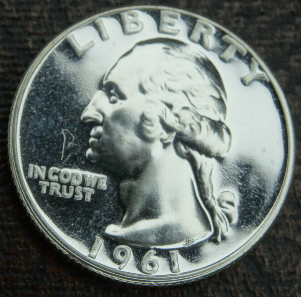 1961 Washington Quarter PR Proof 90% Silver Coin US Mint 25C