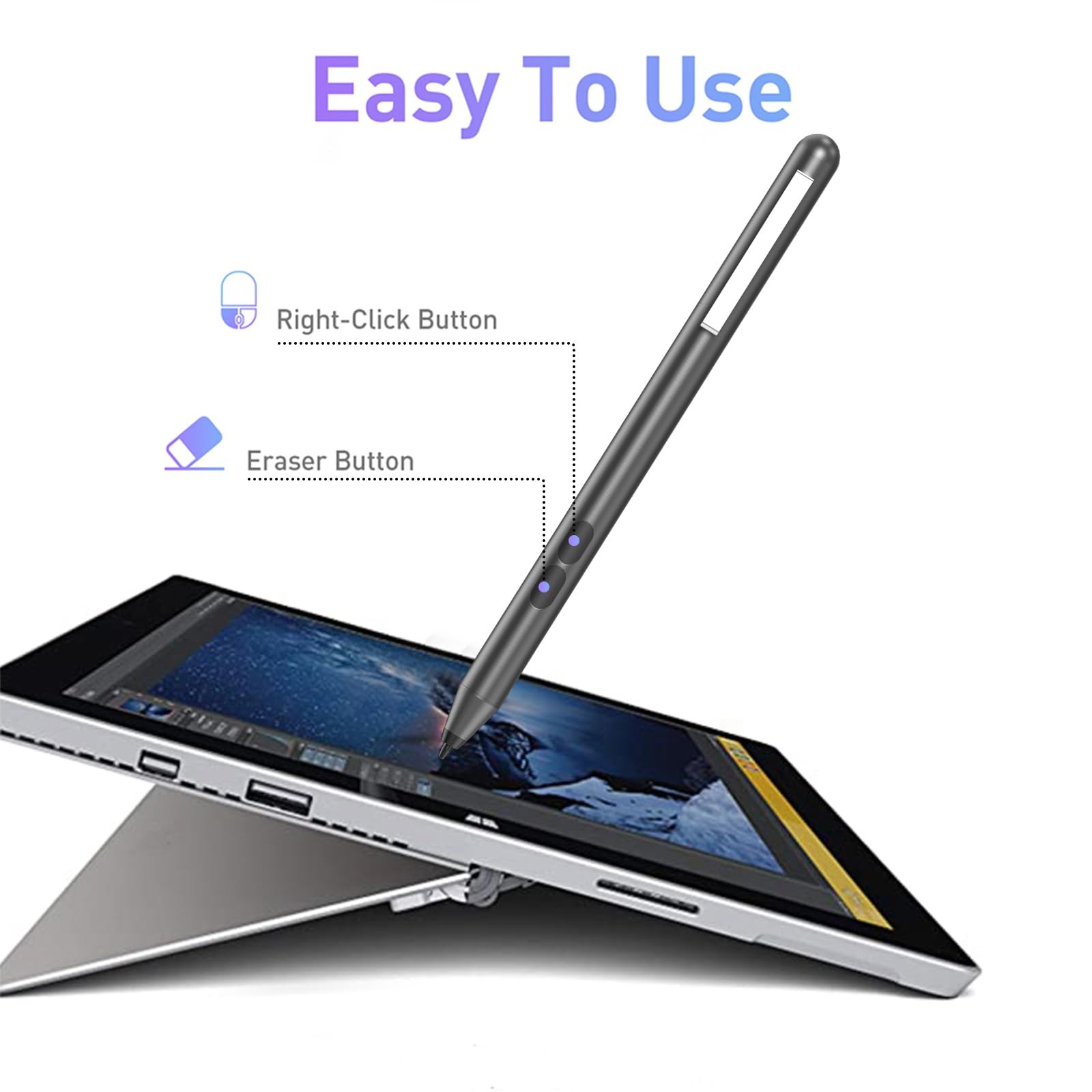 Active Stylus Pen for HP Touchscreen Laptops – 2500H Battery, Palm Rejection ...