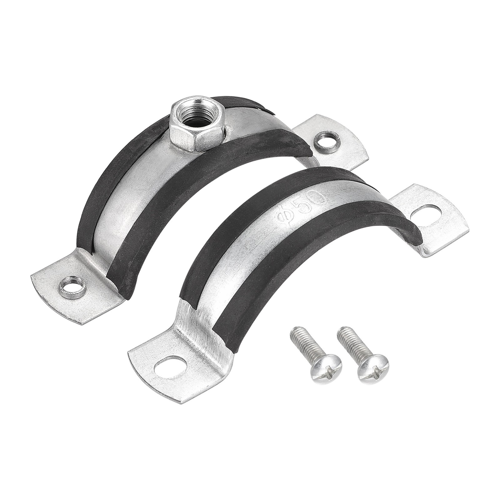 Adjustable 2 Inch Iron Pipe Bracket Clamp, 5-Pack Wall/Ceiling Mount