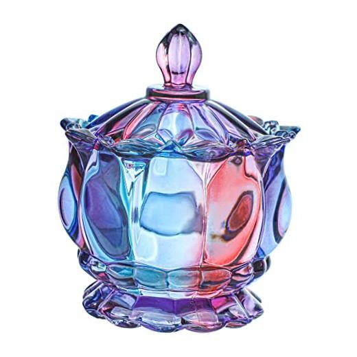 Royal Embossed Clear Glass Apothecary Jar With Lids, Candy 7 oz Purple Flower