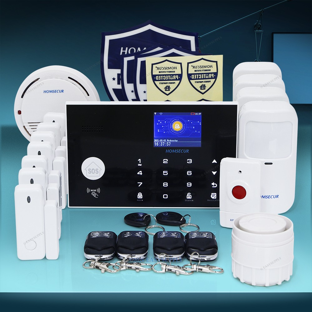HOMSECUR APP Controlled Wireless&Wired 4G Home House Alarm System+SOS Intercom