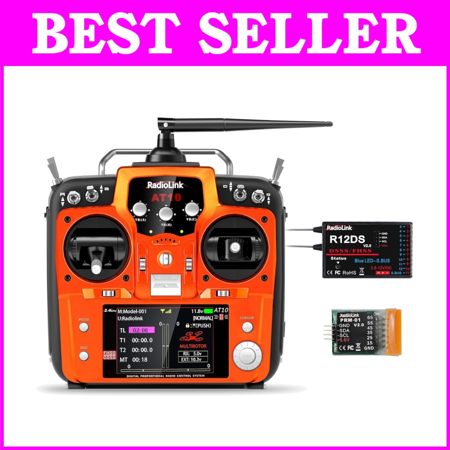 User-Friendly 12 Channel RC Transmitter with Telemetry for Airplanes & Boats