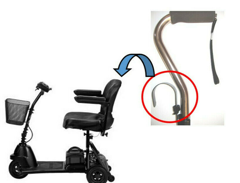 Over The Scooter Cane companion - take your walking cane with you!