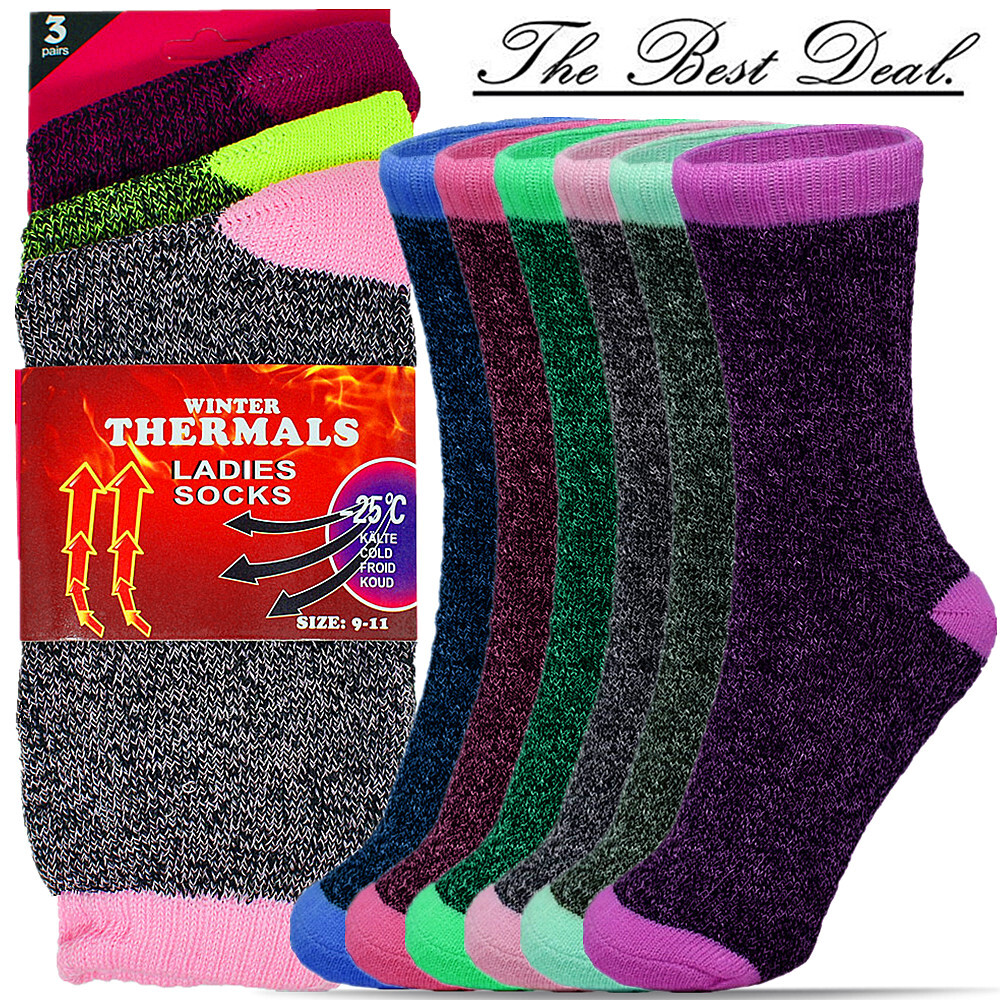 3-12 Pairs Winter Women Warm Thermal Heated Heavy Duty Boots Crew Socks 9-11