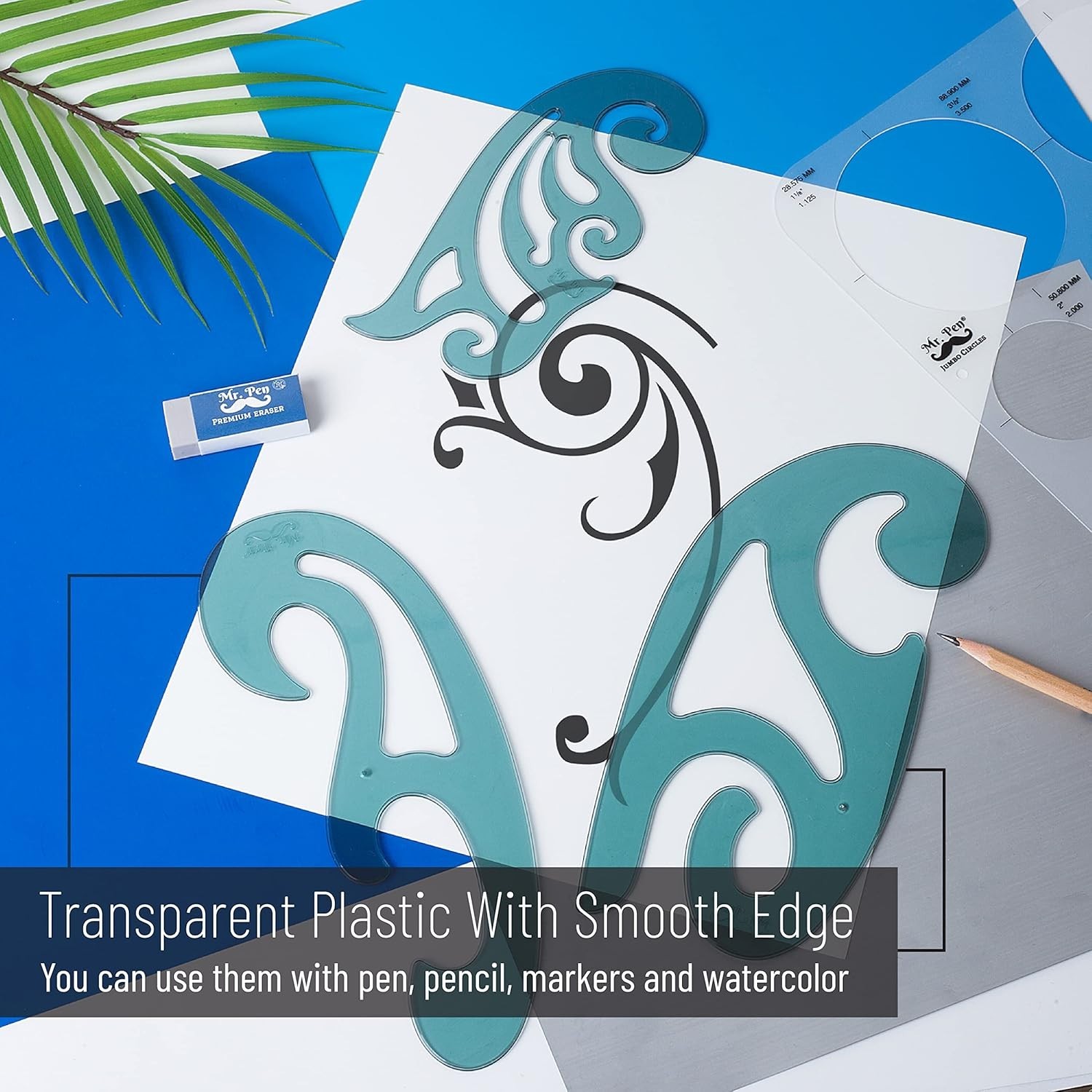 Durable Large Circle & Ellipse Templates - 6 Piece Set for Artists & Architects