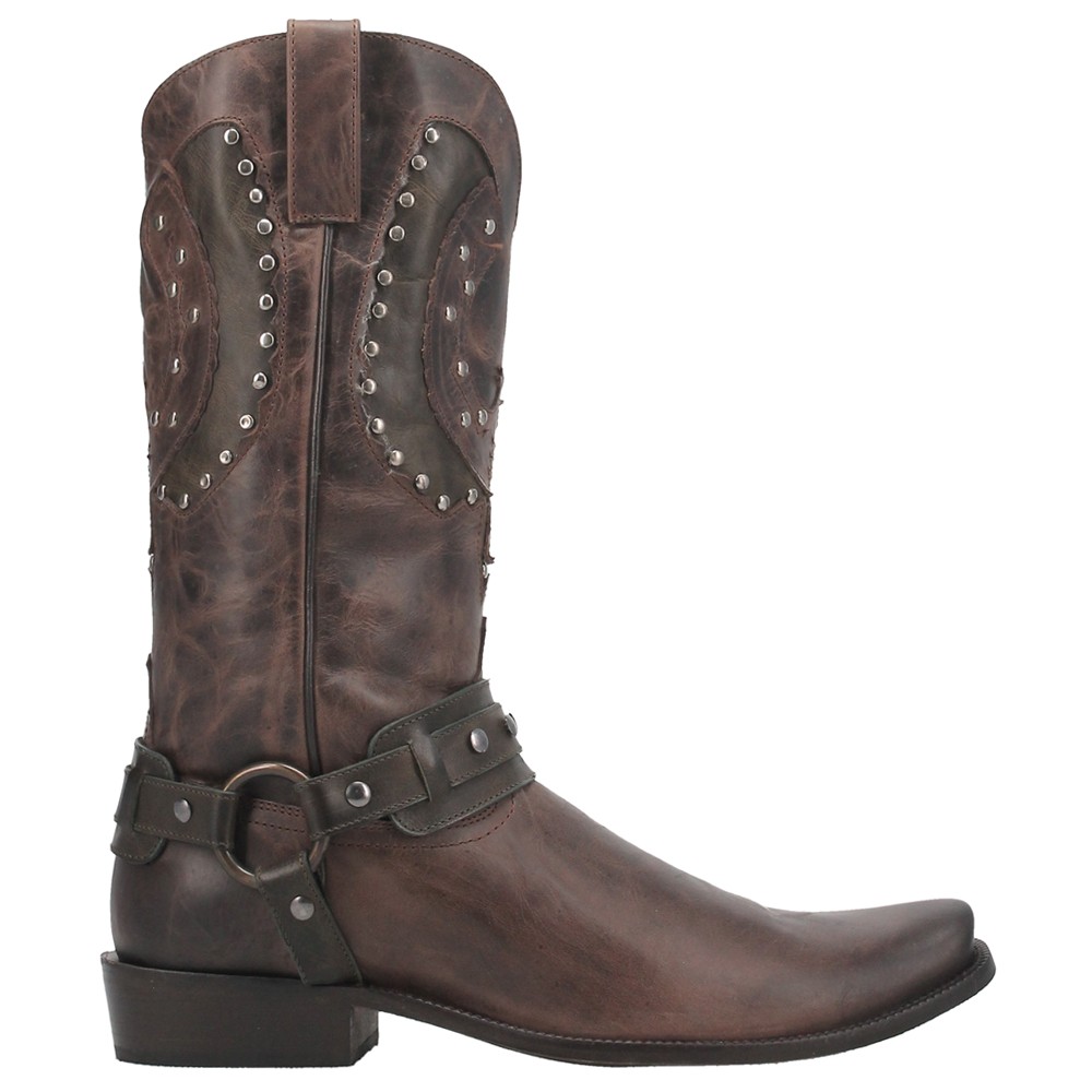Dingo War Eagle Studded Square Toe Pull On Cowboy  Mens Brown Casual Boots DI851