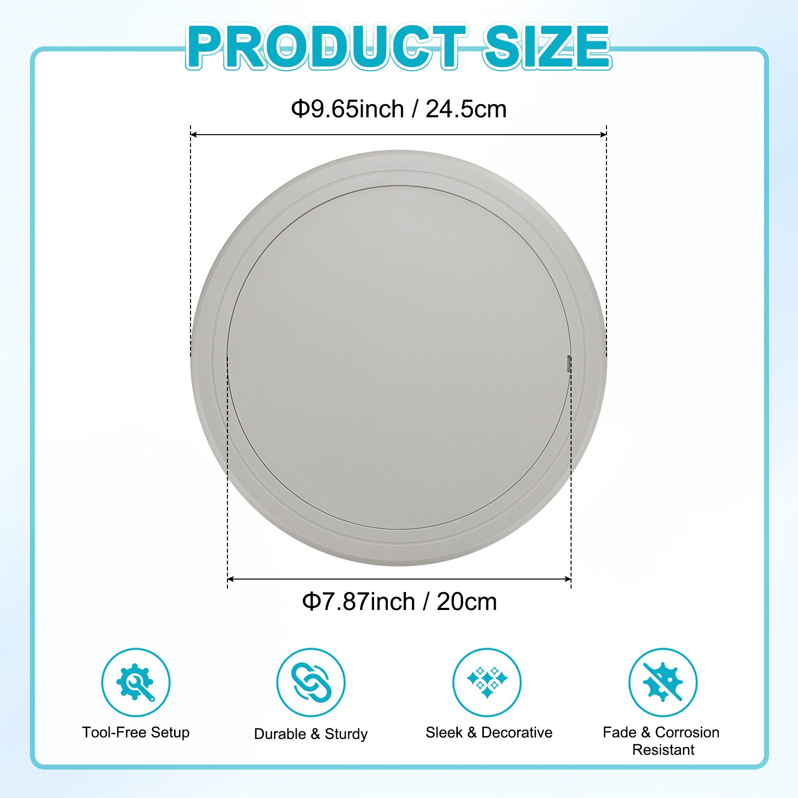 1-Pack Access Panel for Drywall, 8x8 Inch Round Plastic Removable [Gray]