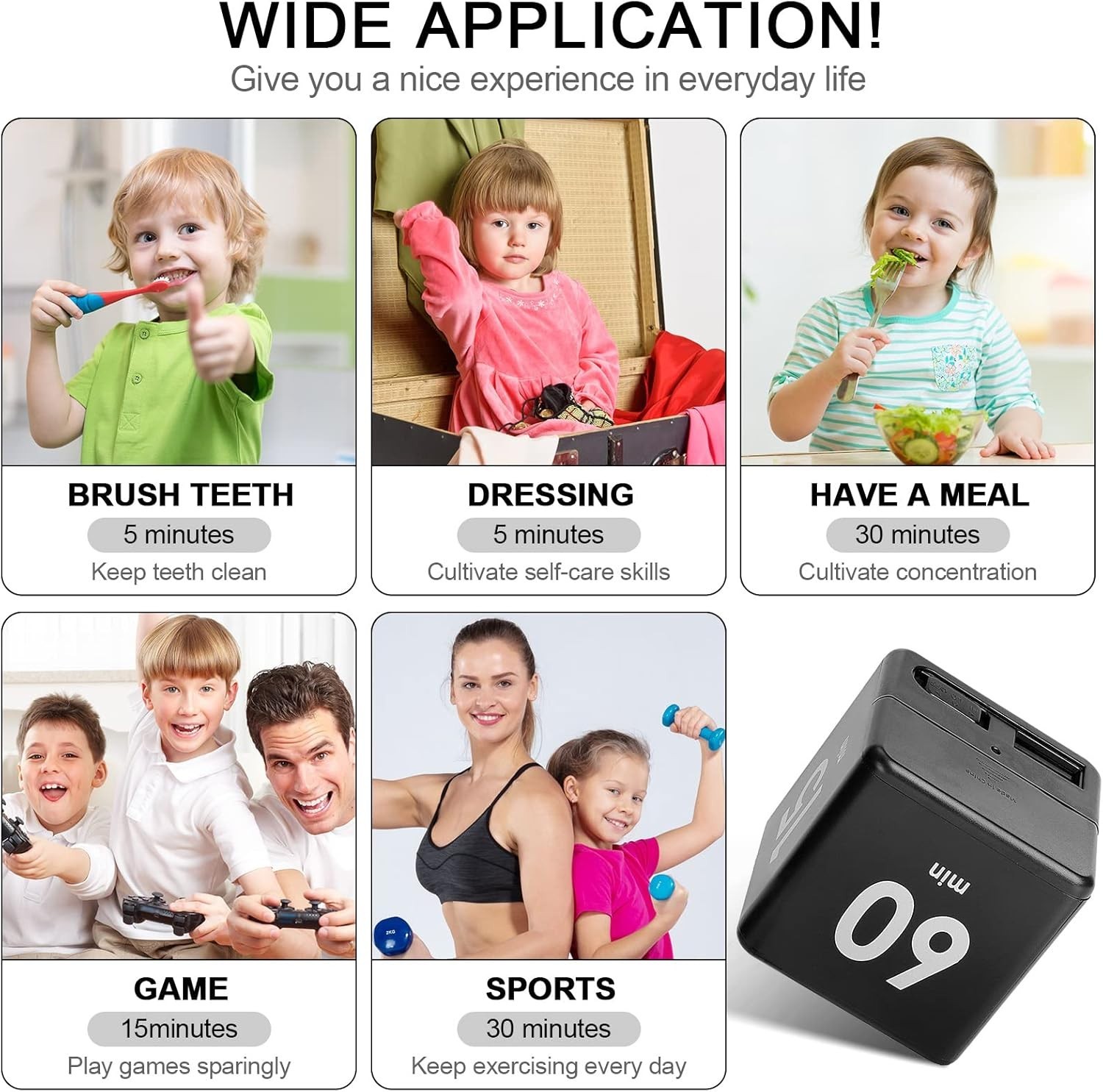 Compact Black Gravity Sensor Timer - Effective Time Management for Home & Office