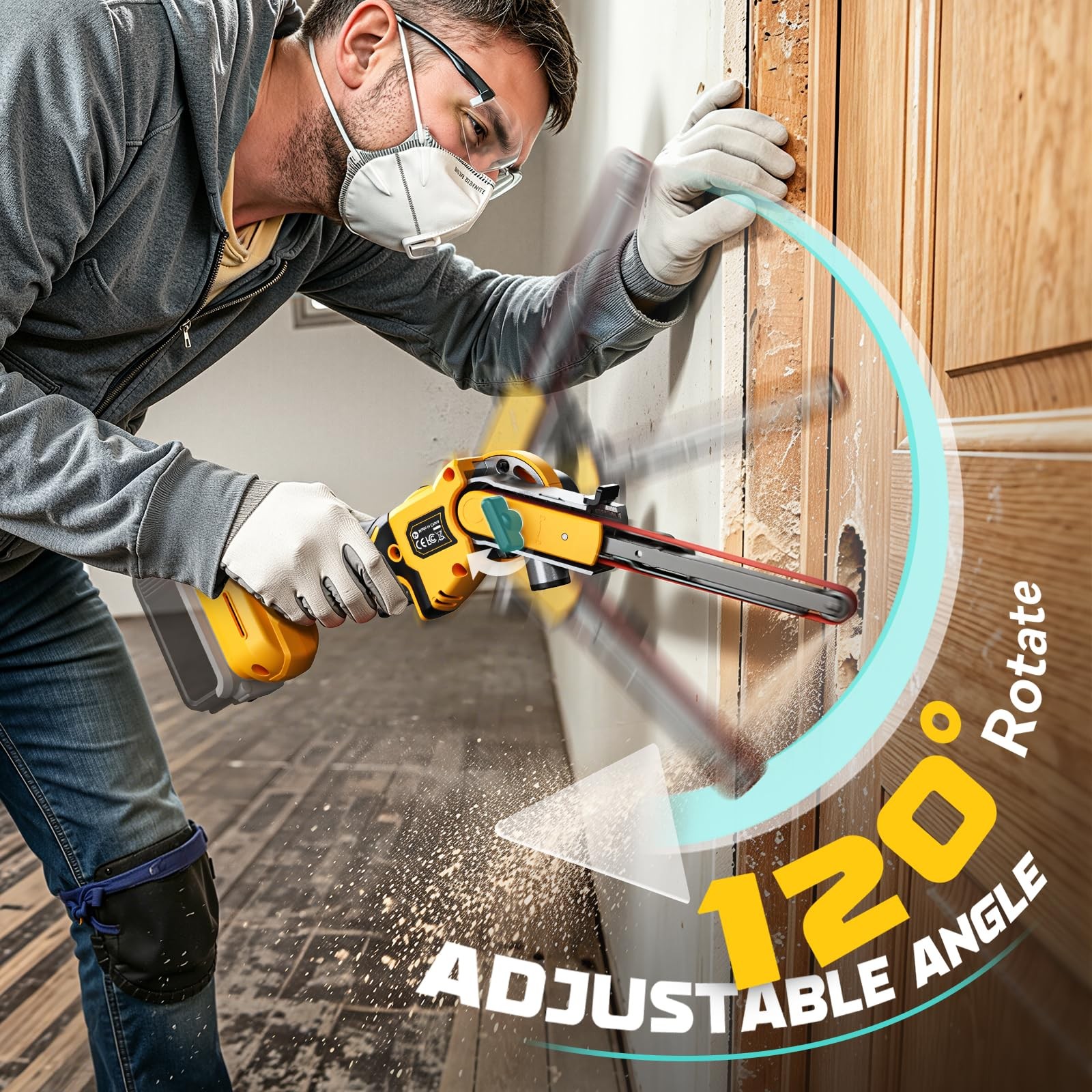 Cordless Belt Sander Compatible with Dewalt Battery Tool Only 100° adjustable...