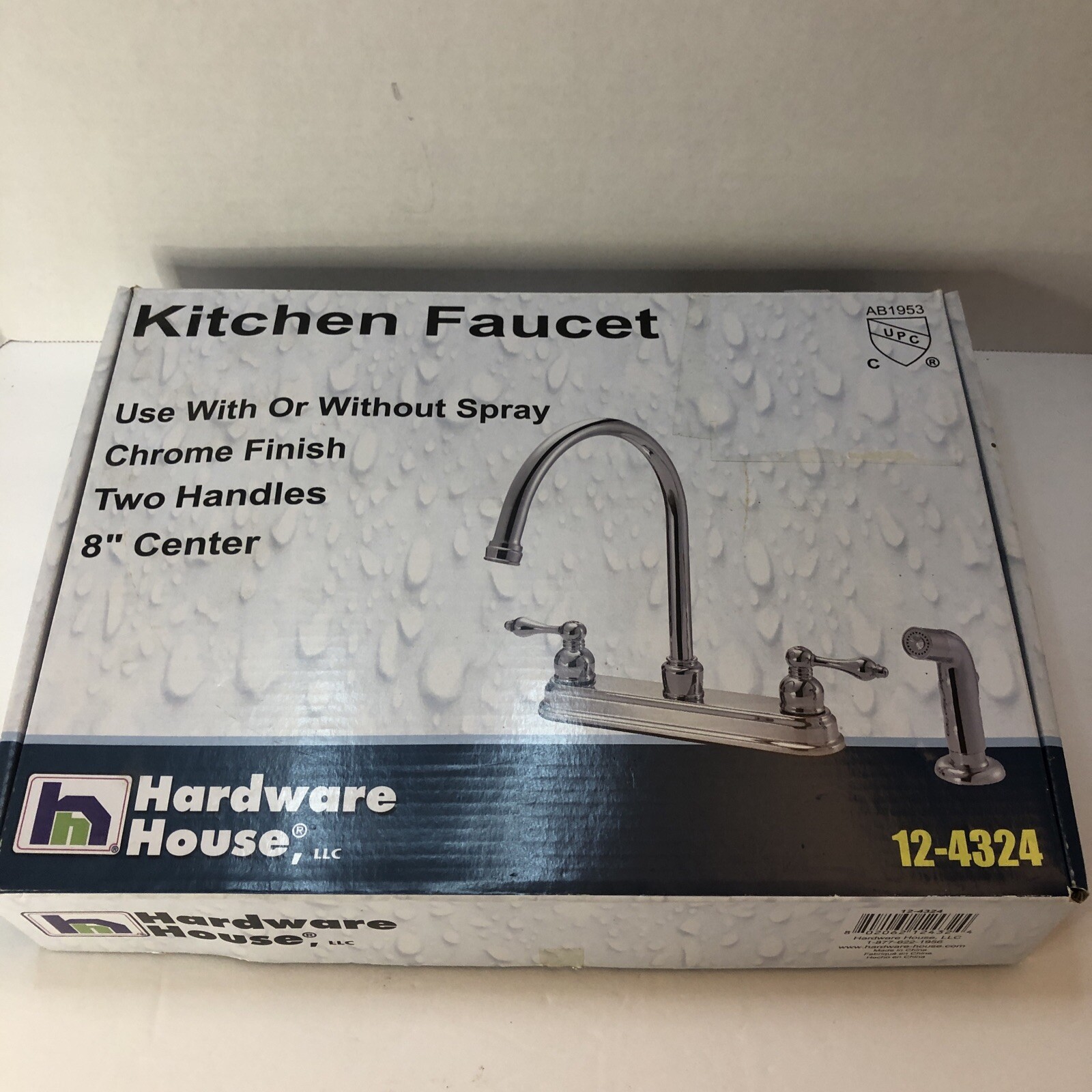 Hardware House Kitchen Faucet Chrome Finish Two Handles 8” Center 12-4324 New OB
