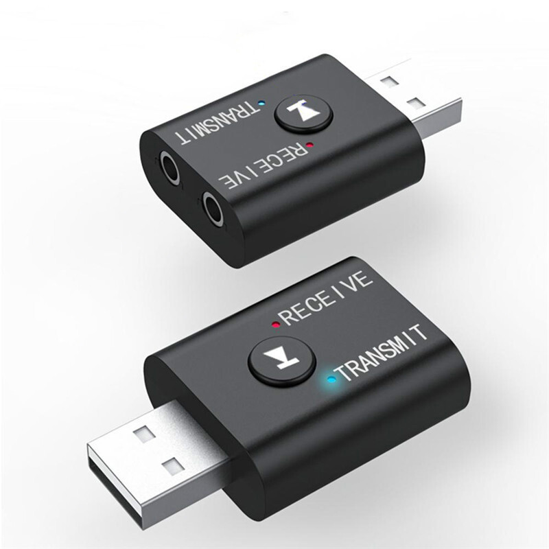 2in1 Bluetooth 5.0 USB Audio Transmitter Receiver Adapter Wireless for Car TV PC