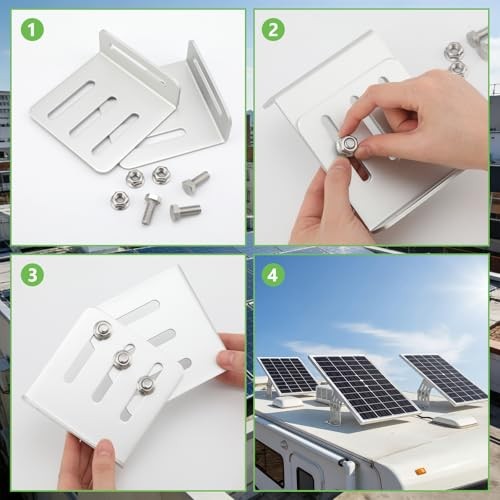 8 Pcs Solar Panel Tilt Mount Brackets, 4"-7" Adjustable Length, 20°-160°