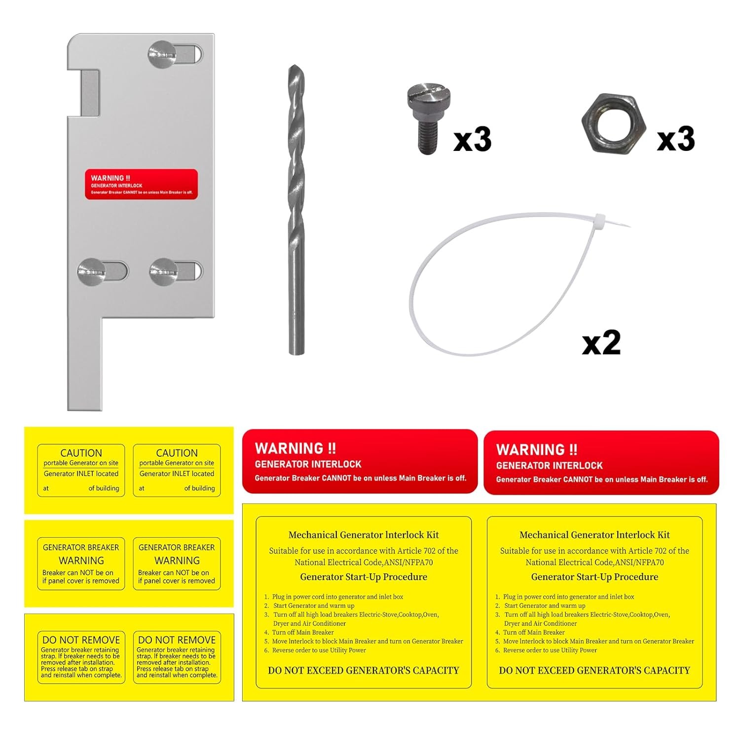 Generator Interlock Kit Compatible with Square D Vertical Main 150 or 200 amp Br
