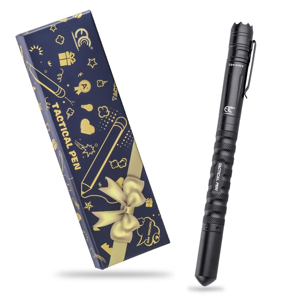 Tactical Pen w/LED Flashlight & Glass Breaker – Self-Defense Survival Writing...