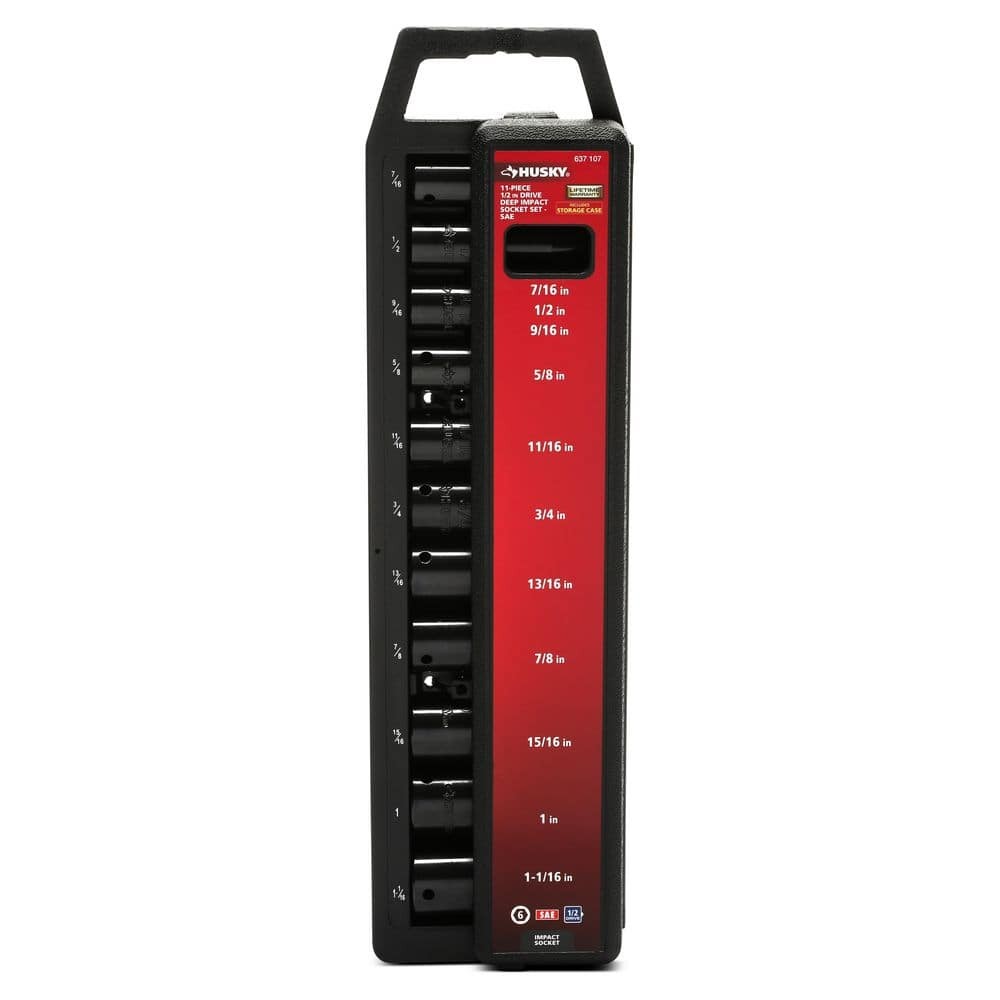 Husky 1/2" Drive SAE 6-Point Deep Impact Socket Set 11-Piece