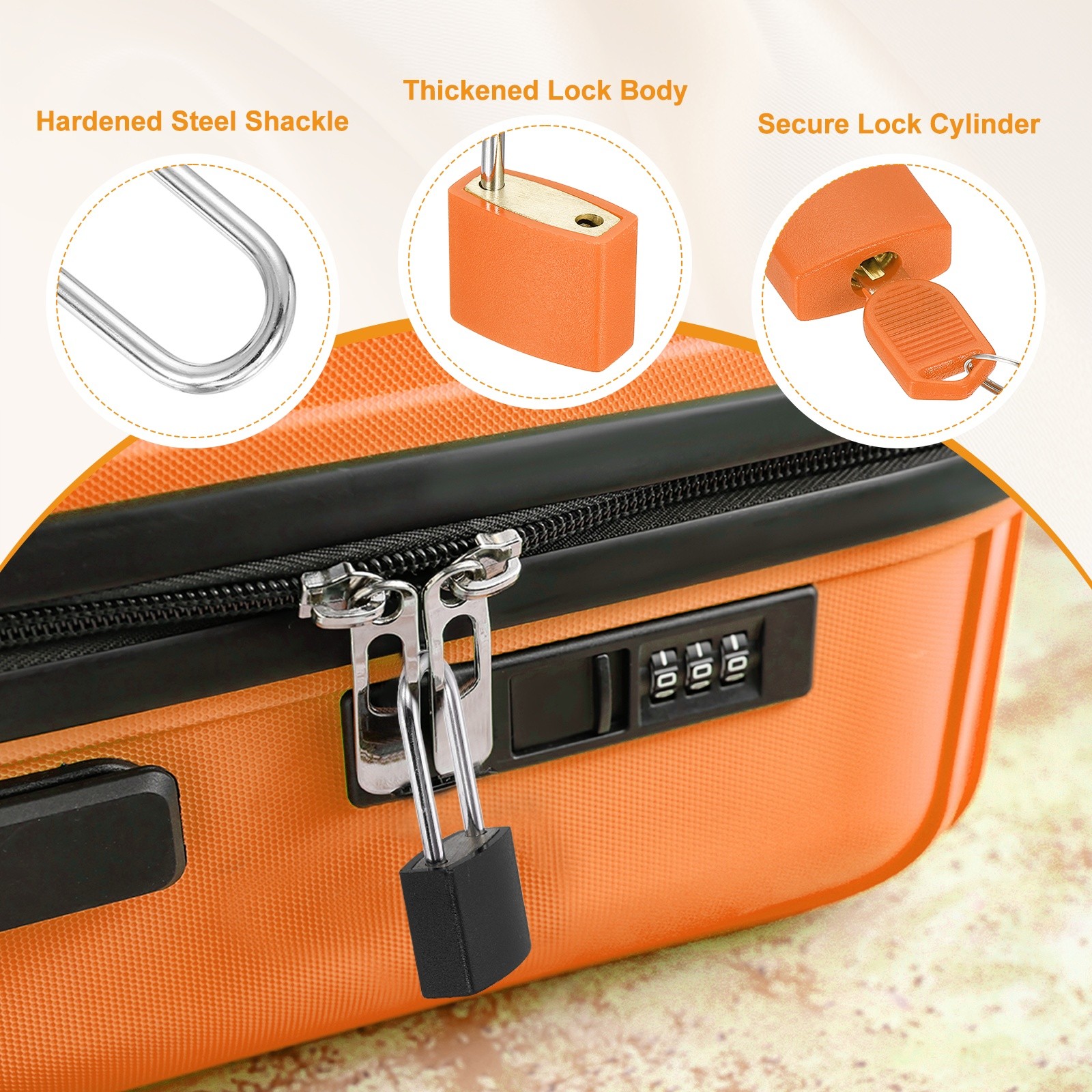 2 Pcs Padlock with Keys Long Shackle Waterproof Keyed Locks Orange